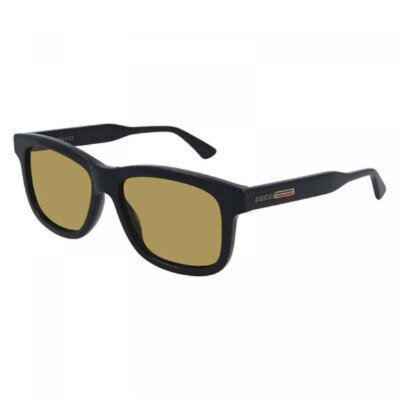 NEW GUCCI MEN'S RECTANGLE SUNGLASSES GG0824S 006 BLACK BROWN EYEWEAR - Picture 1 of 7